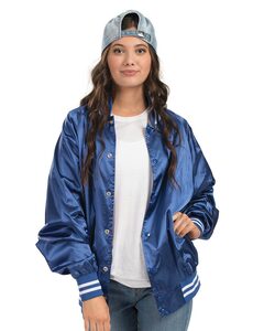 Augusta Sportswear 3610 - Satin Baseball Jacket/Striped Trim Royal/ White