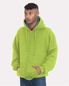Bayside 940 - USA-Made Super Heavy Thermal Lined Full-Zip Hooded Sweatshirt Lime Green/ Dark Grey