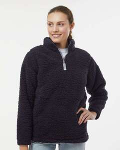 J. America 8451 - Women’s Epic Sherpa Quarter-Zip Pullover Black