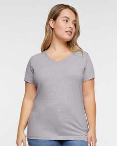 LAT 3591 - Ladies V-Neck Harborside Melange Jersey T-Shirt Grey Melange
