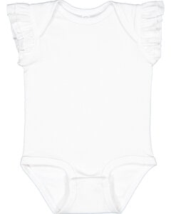Rabbit Skins 4439 - Infant Flutter Sleeve Bodysuit White