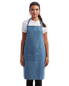 Artisan Collection by Reprime RP154 - Recycled Bib Apron with Pocket Denim Blue