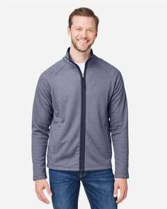 CORE365 CE72 - Men's Venture Heathered Stripe Full-Zip Classic Navy/ White