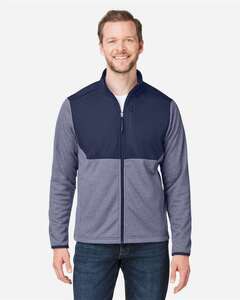 CORE365 CE74 - Men's Venture Heathered Stripe Hybrid Jacket Classic Navy/ White