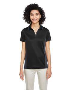 Harriton M386W - Women's Flash Snag Protection Plus IL Colorblock Polo Black/ Dark Charcoal