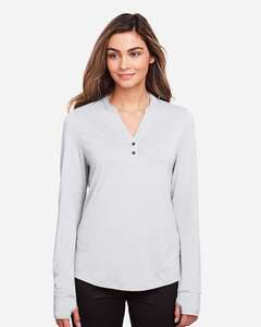 North End NE400W - Women's JAQ Snap-Up Stretch Performance Pullover Platinum