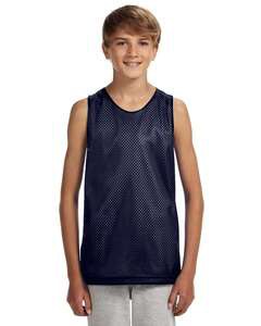 A4 N2206 - Youth Reversible Mesh Tank Shirt Navy/ White