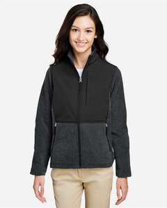 Core365 CE890W - Ladies Journey Summit Hybrid Full-Zip Heather Charcoal/ Black
