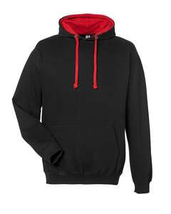 AWDis JHA003 - Midweight Varsity Contrast Hooded Sweatshirt Jet Black/ Fire Red