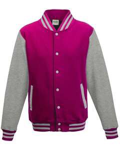 AWDis JHA043 - Letterman Jacket Hot Pink/ Heather Grey