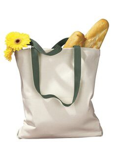 BAGedge BE010 - 12 oz. Canvas Tote with Contrasting Handles Natural/ Red
