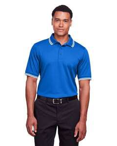 Devon & Jones DG20C - CrownLux Performance® Men's Plaited Tipped Polo French Blue/ White