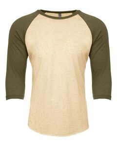 Next Level 6251 - CVC Three-Quarter Sleeve Raglan T-Shirt Military Green/ Cream